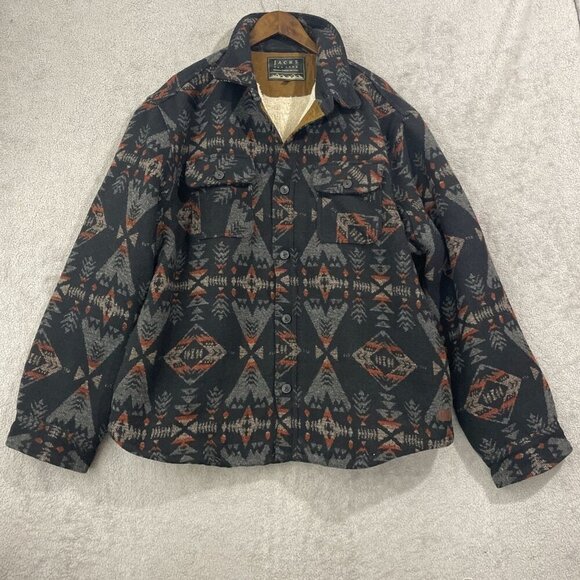 NWOT Jachs Men's XXL Wool Blend Outdoor Aztec Pattern Sherpa Lined Button Down - Picture 2 of 9